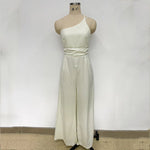 Foridol Waist Folds Backless Double Strap Casual Wide Leg Jumpsuit Long Pants Green 2025 New Female LooseJumpsuit