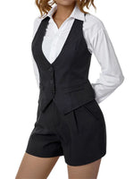 Women WaistcoatVintage Sleeveless V Neck Button Down Vest Blazer Fashion Top