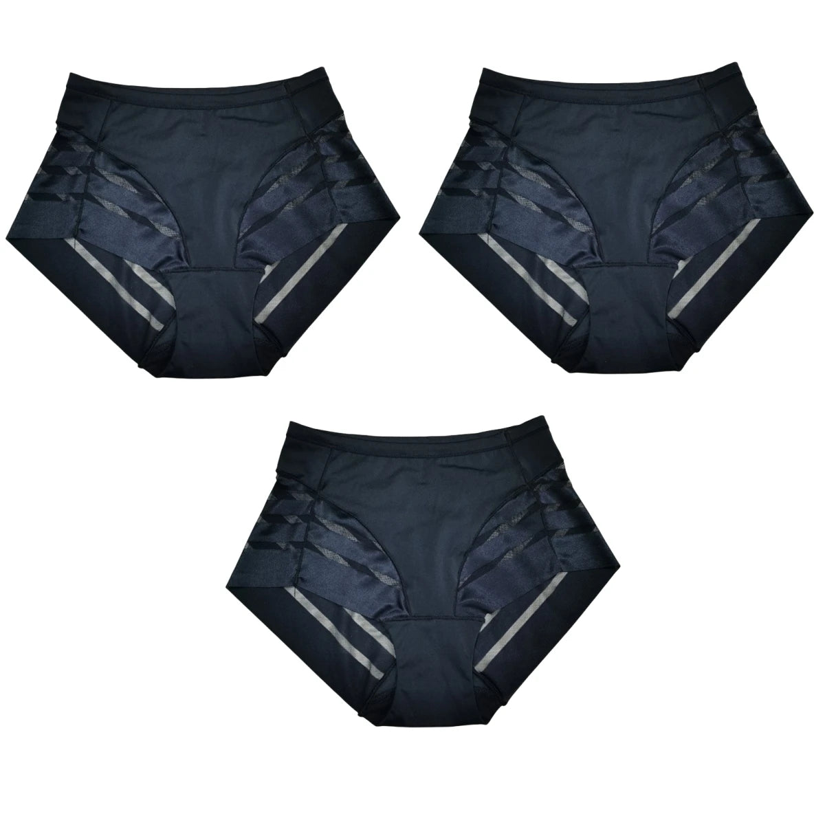 3Pcs/Set Women Panties High Waist Briefs Tummy Control Mesh Elastic Shapewear Ice Silk Female Seamless Underwear Sexy Lingerie