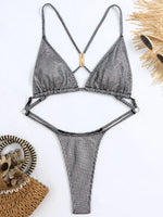 PU Leather Extreme Mini String Thong Monokini Cross Backless Women Swimwear One Piece Swimsuit Female High Cut Bathing Suit Swim