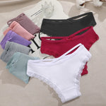 3PCS/Set Women Cotton Panties Low Waist Sexy Lace Brazilian Briefs Female Cross Webbing Underpants Soft Breathable Lingerie S-XL