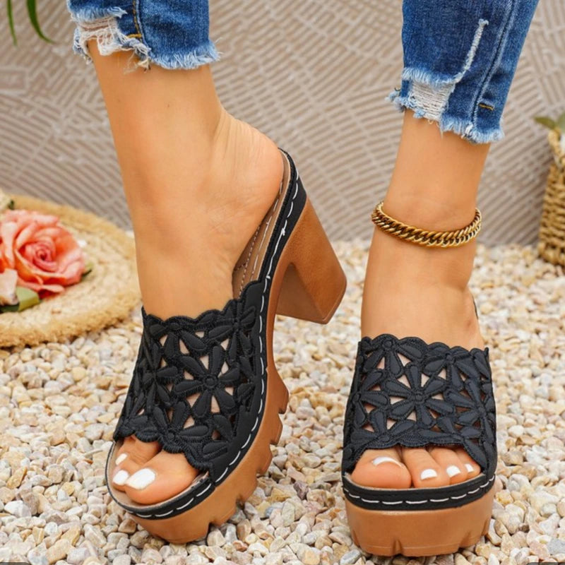 Women'SHeel Slip Thick Soled High Heel Casual Shoes Heels Sandals Womenslarge size35-43