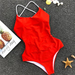 DEKA Women Solid Backless One Piece Swimsuit Sexy Bandage Swimwear Monokini High Cut Bathing Suit Swim Bodysuit