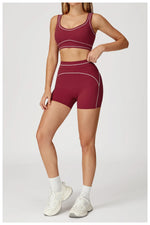 Quick Dry High Waist Yoga Shorts Contrast Color Blocking Splicing Training Sports Pants Push Up Hip Lifting Fitness Yoga Shorts