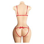 Sexy Red Crotchless Lingerie Open Back Bras BodySuits Transparent Erotic Costumes Deep VSexy Lace Fishnet Hollow Underwear Set