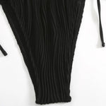 2026 New Deep V One Piece Black Swimsuit Halter Solid Color Women's Backless Bathing Suit Bandage White Swimwear For Female