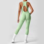 Open Back Racerback Yoga Jumpsuit Women Seamless Butt Lifting High Elastic Gym Workout One Piece Bodysuit