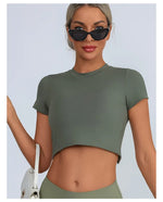 Yoga Short Sleeved T-shirt Women Hollow Back Bandage Tie Cross Sports Tank Top with Chest Gym Running Active Wear Fitness Shirts