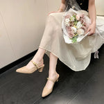New Summer Fashion Women Sandals Sexy Pointed Toe Decoration Stiletto Simple Solid Color