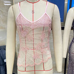 Women Sleeveless Spaghetti Strap Sheer Camisole Fashion Beaded Sequin Butterfly Cami Tops Summer Crop Tops