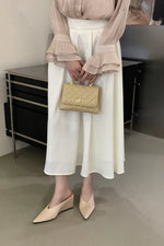 Summer Fashion Wedges Half Slippers Women French Elegant Pointed Toe Suede Leather Party Mule Girls Slides Zapatos Mujer Dress