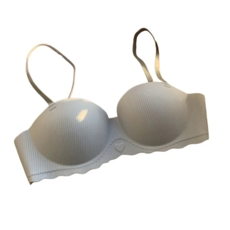 Women Push-Up Bra Demi Cup Underwear Heart Print Non-wired 1/2 Cup No Show Bras Sexy Lingerie Padded Thin Straps Brassiere S-XL