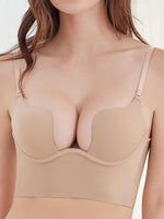 Sexy gathering U-shaped large backless underwear invisible back bra a variety of ways to wear halter bra