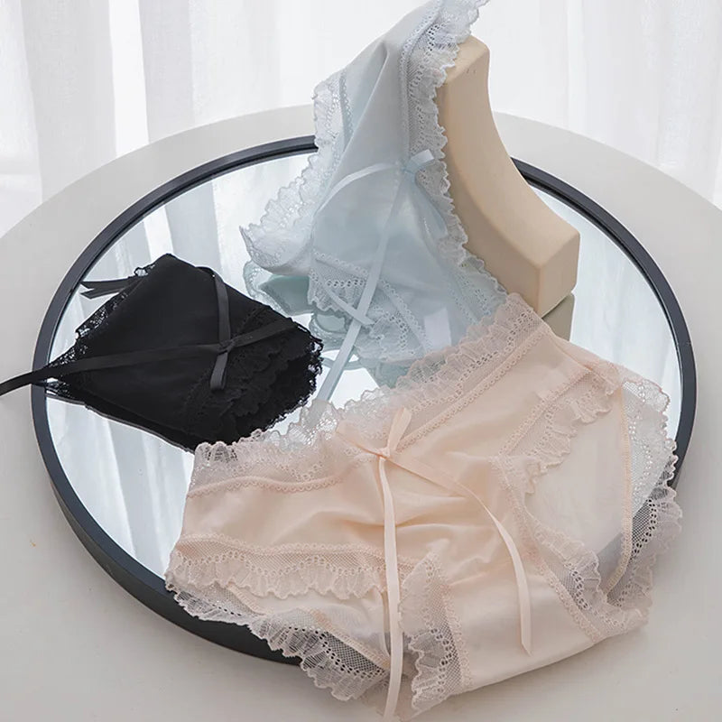 1Pcs Sexy Lace Panties Cotton Women's Underwear Fashion Invisible Comfort Briefs Mid Waist Seamless Underwear Lingerie L-XL