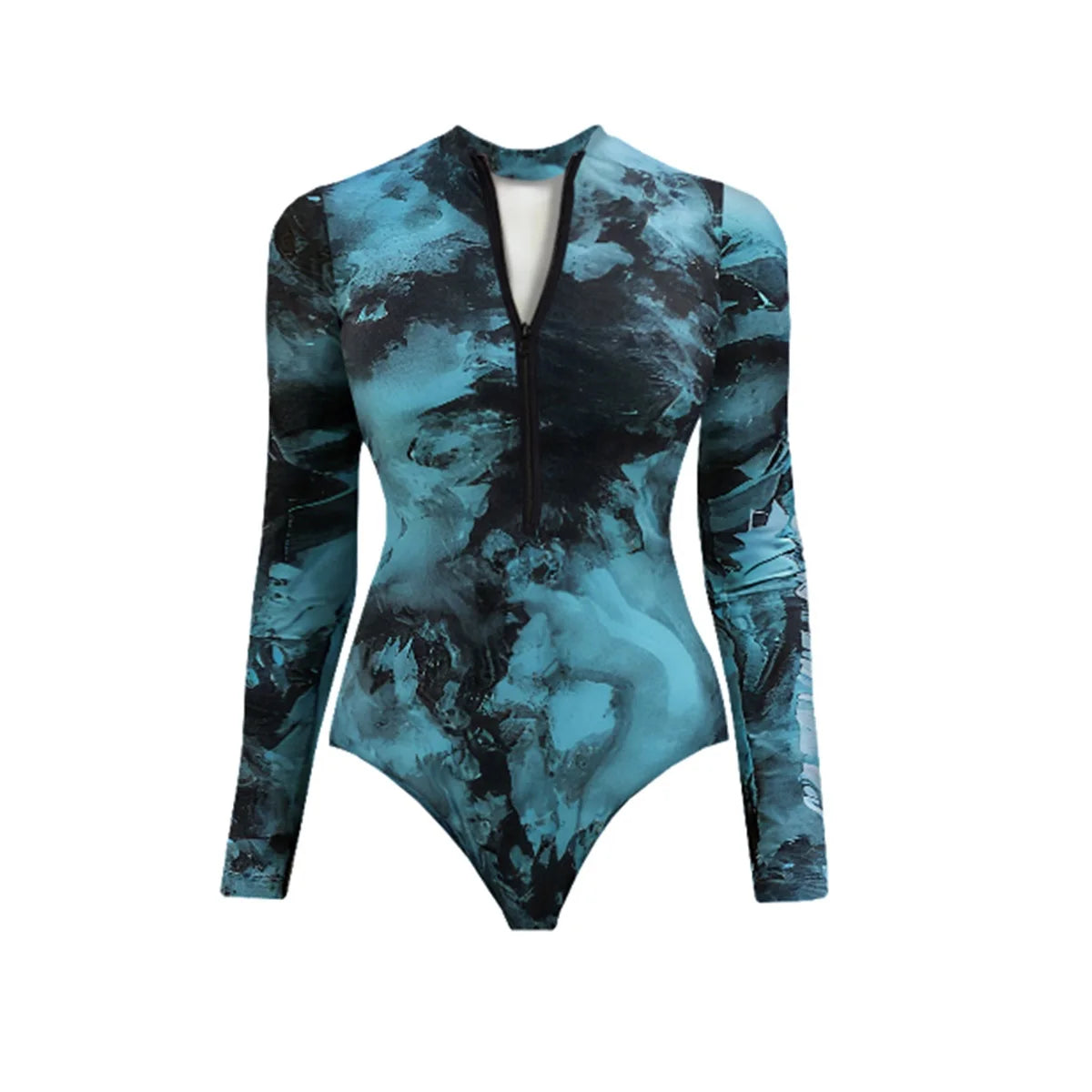 Black And Printed Long Sleeve Swimsuit With Cover Up Sexy Swimwear Women Surf Swim Suit Slimming Bathingsuit Bodysuit Beachwear
