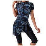 Tankini Sets 3 Piece Swimsuits Zipper Short Sleeve Swim Shirt With Shorts Cover Up Skirt Beach Bathing Suit Women's Bikini Set