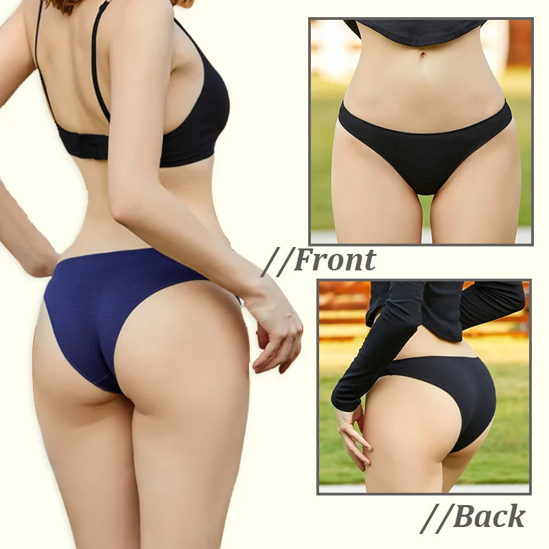 4Pcs Women's Cotton Briefs Seamless Women Sexy Panties Intimates Solid Color Breathable Underwear Female Low Waist Soft Lingerie