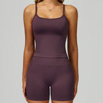 2 Pieces Women's Seamless Yoga Set Fitness Running Sports Set Slim Fit High Waist Beautiful Back Tracksuit