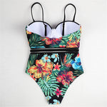 S - XL Leaves Printed Underwired With Bra Cup Women Swimwear One Piece Swimsuit Female Monokini Bather Bathing Suit Swim V5466