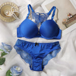 blue embroidery set 2-piece set of sexy Front button bra beautiful back butterfly fashion bra push up women's setA2120