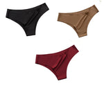 3Pcs/Set Women's Smooth Ice Silk Briefs Low-Rise Ice Silk Brazilian Panties No-Show Breathable Underwear Seamless Bikin