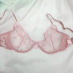 Pure Wind Ultra-thin Lace Underwear Women's Big Chest Small with Underwire Sexy Retraction Breast Support Breathable Bra Set ABC