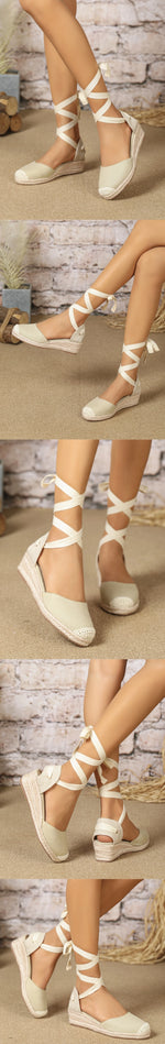 2025 Big Size 42 Summer Bohemian Platform Espadrilles Sandals Women Comfotable Heels Wedges Sandals Shoes Comfy Walk