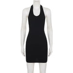 Sexy Halter Neck Backless Bodycon Mini Dress Women Sleeveless Tight Short Party Club Dress Summer Night Out Streetwear