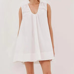 Women Summer Solid Color V Neck Loose Tank Dress Sleeveless Beach Mini Dresses with Pocket