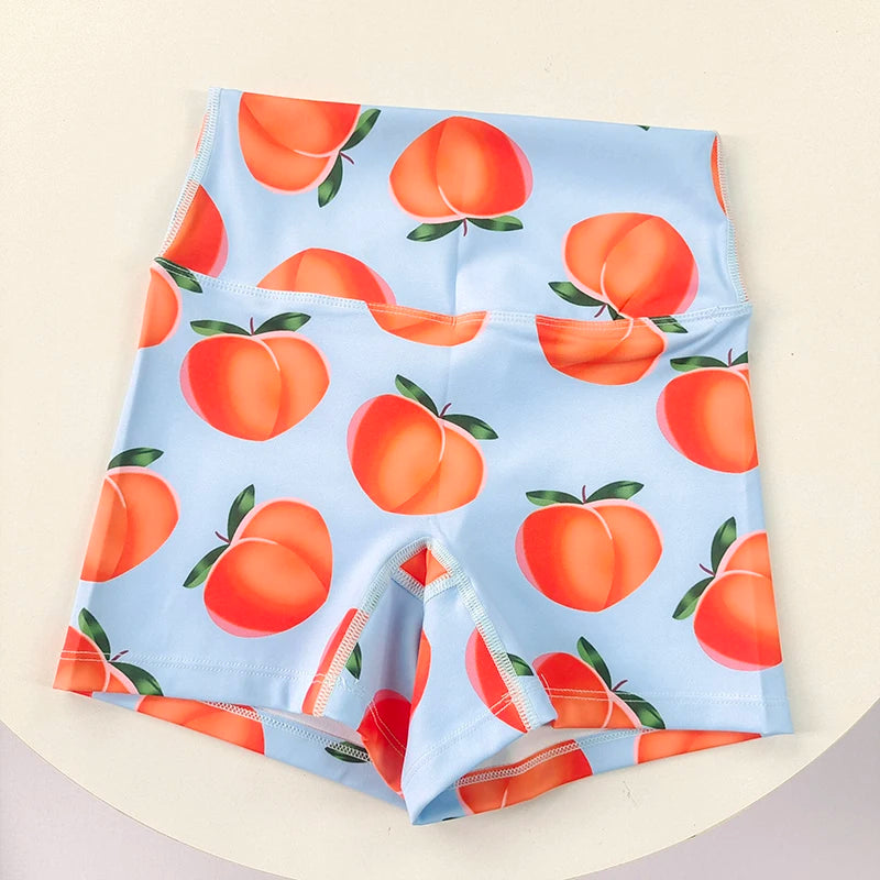 Women Dopamine Printed Quick Dry Yoga Shorts High Stretch Fitness Training Sports Shorts