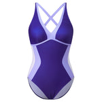 Women Summer Monokini Swimsuit Contrast Colors V-Neck Tie Back Sleeveless Jumpsuit Swimwear for Beachwear Bathing Suits