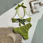 Solid Green Swimwears Metal Starfish Sexy Halter Bikinis Sets Swimsuit Woman 2026 Bathing Swimming Suit Brazilian Bikini Mujer