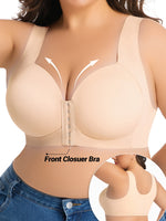 Women's Bra Plus Size Wireless Front Closure Seamless U-Back Fixed Cup Breathable Lingerie
