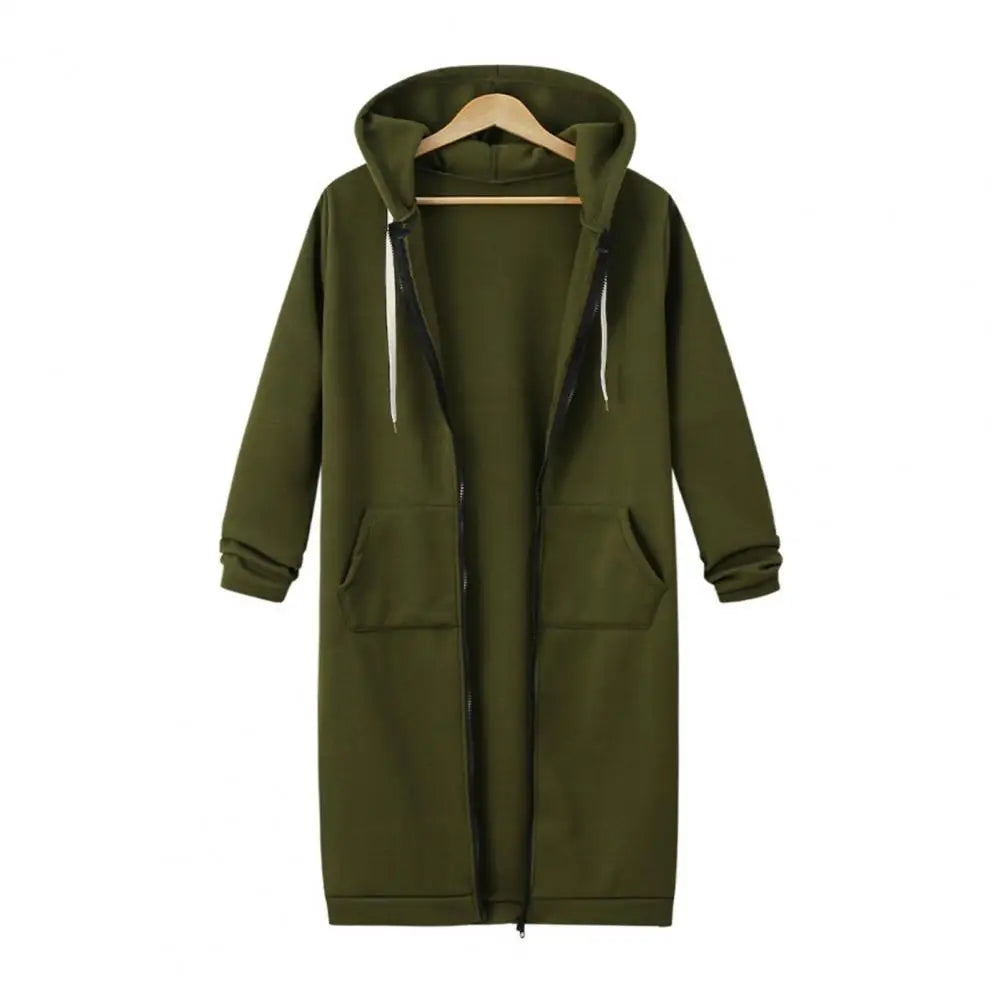 Zip Up Hoodies for Women Oversized Fleece Long Tunic Hooded Sweatshirt Autumn Winter Casual Drawstring Coat with Pockets