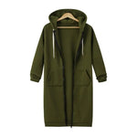Zip Up Hoodies for Women Oversized Fleece Long Tunic Hooded Sweatshirt Autumn Winter Casual Drawstring Coat with Pockets