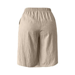 Women's Textured Wrap Skirt Shorts Solid Color Elastic Waist Midi Skort With Pocket Casual Loose Fit Layered A Line Summer Short