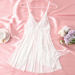 New Erotic Pajamas Set Lace Sleepwear For Women Exotic Cotumes Babydoll Transparent Dress Sexy Lingerie Hot Nightdress Open Bra