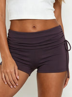 Women Workout Shorts High Waist Foldover Drawstring Bodycon Shorts for Gym Fitness Running Sporty Daily Casual Short Pants