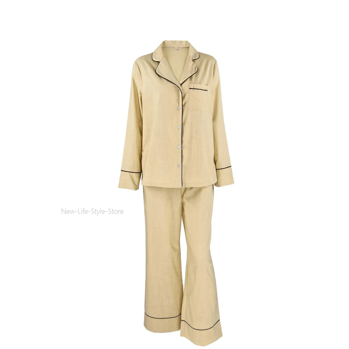 Women 2026 European Autumn Winter Cotton Pajama Set Open Front Long Sleeve Loose Casual Two Piece Ladies Homewear Sleepwear