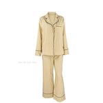 Women 2026 European Autumn Winter Cotton Pajama Set Open Front Long Sleeve Loose Casual Two Piece Ladies Homewear Sleepwear