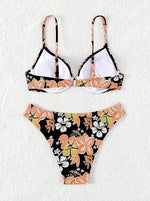 Strappy Underwire Bikinis 2025 Printed Floral Swimwear Female Sexy Swimsuit Women Bathers Bathing Swimming Swim Suit Beachwear