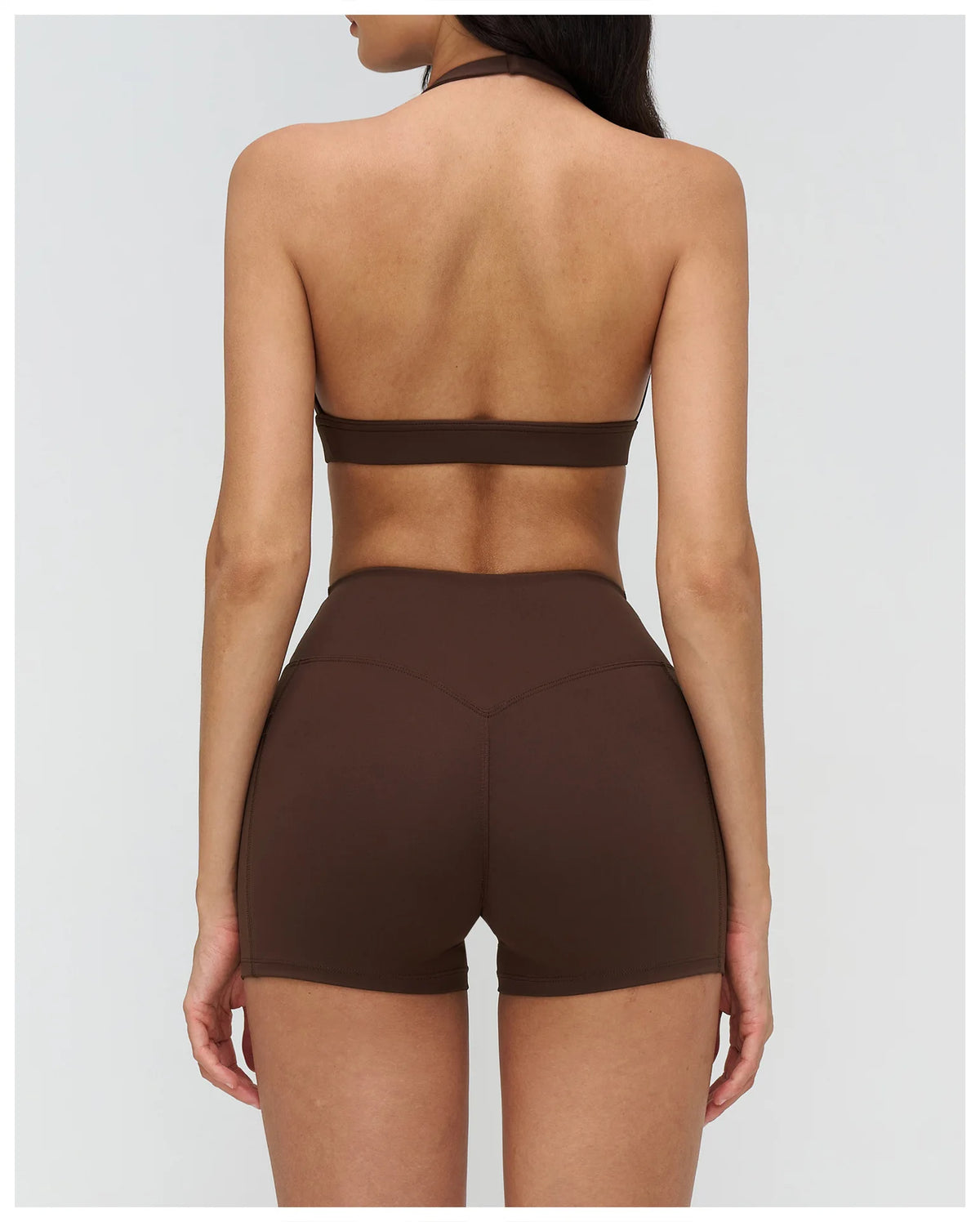 Naked Sports Bras Women Solid Coffee Cross V-neck Shock-absorbing Yoga Suit Gym Fitness Running Workout Crop Top