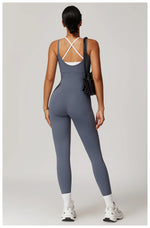 Yoga Jumpsuit Fake two color contrast halter sport jumps Women Push Up Gym Fitness Overalls Sport Outfit Sportswear Clothes 8843