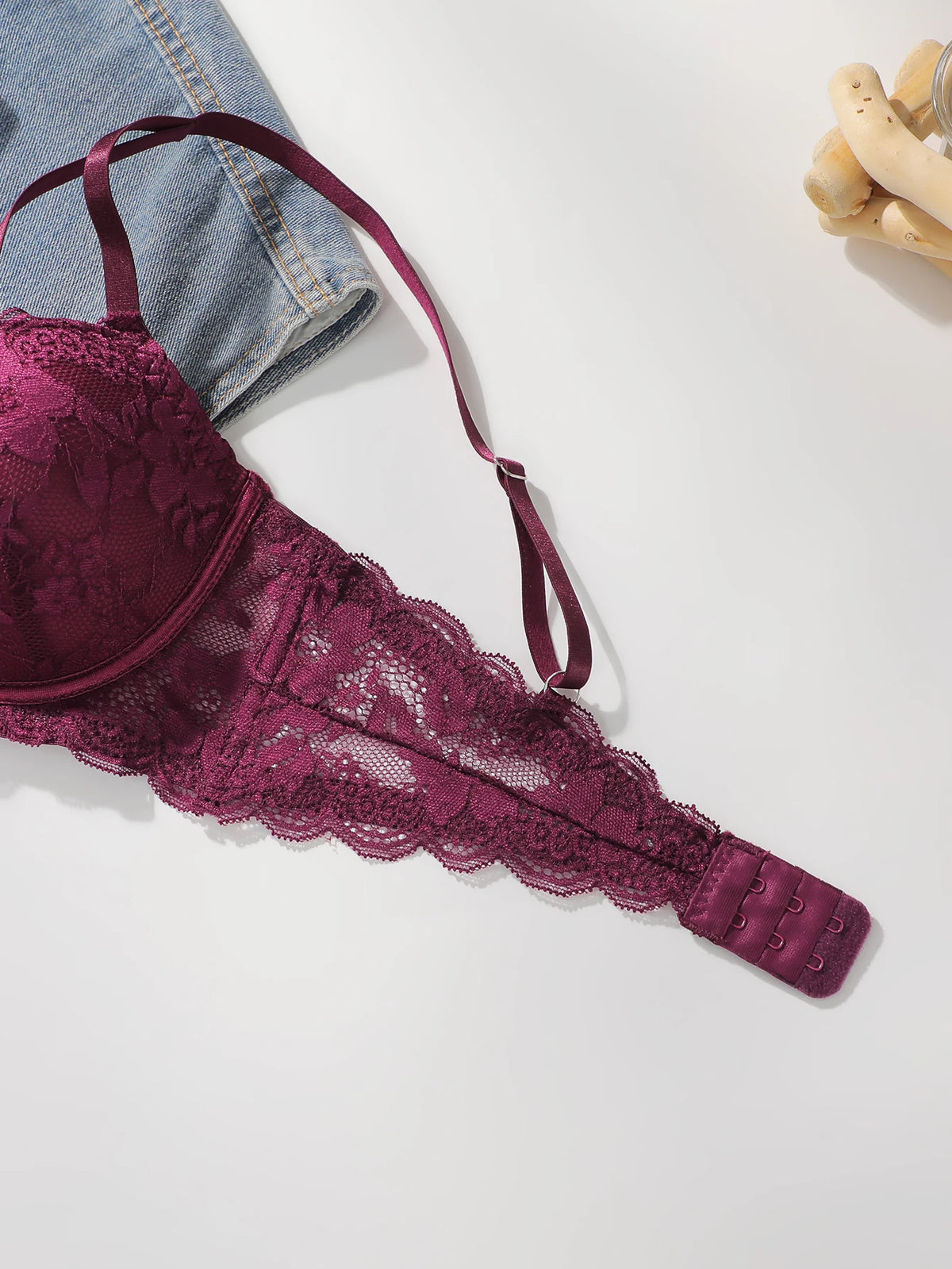 pure desire Bra for Women – 3/4 Cup Underwire Push Up Bra lace sexy Lingerie party brassiere(B-C Cup)L2957