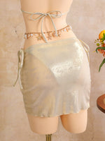 Sexy Beige 3D Flowers Embroidered Bikini Set 2026 Women Drawstring Cover Up 3 Piece Swimsuit Beach Bathing Suit Holiday Swimwear