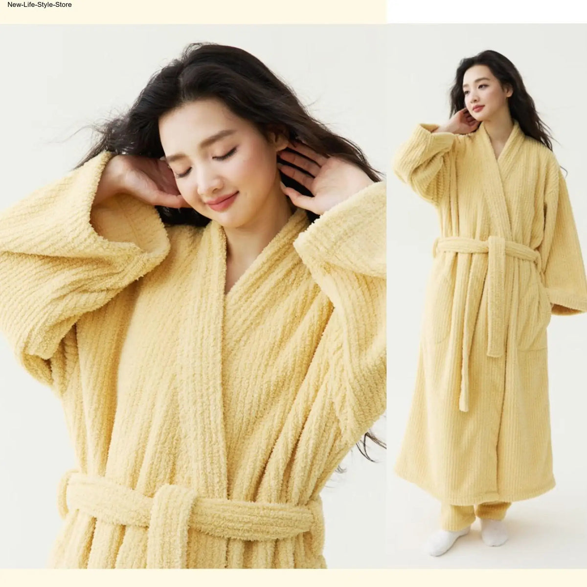 Fall Winter Unisex Couple Maxi Long Bathrobe Thick Soft Coral Velvet Beauty Flannel Warm Morning Robe for Men Women Loungewear