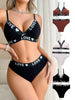1 to 3-Piece Set Cotton Women's Underwear Set Rib Letter Print Removable Inner Wireless Push up Bra Soft Sexy Women's Underwear