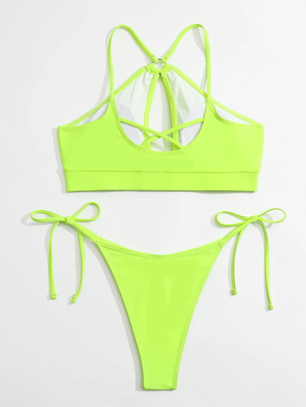 2026 Sexy Orange Bikini Hollow Out Push Up Two-Piece Swimsuit Women Halter Bandage Backless Thong Swimwear Summer Beachwear New