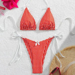 DEKA Brazilian Red Plaid Bikini Set Women Cut Out Swimsuit Print Swimwear High Waist Triangle Micro Two Piece Suit Biuqini Beach