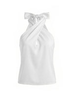 Women Satin Tank Tops Solid Color Backless Sleeveless Cross-criss Halter Vest 2026 Summer Fashion Elegant Top Streetwear